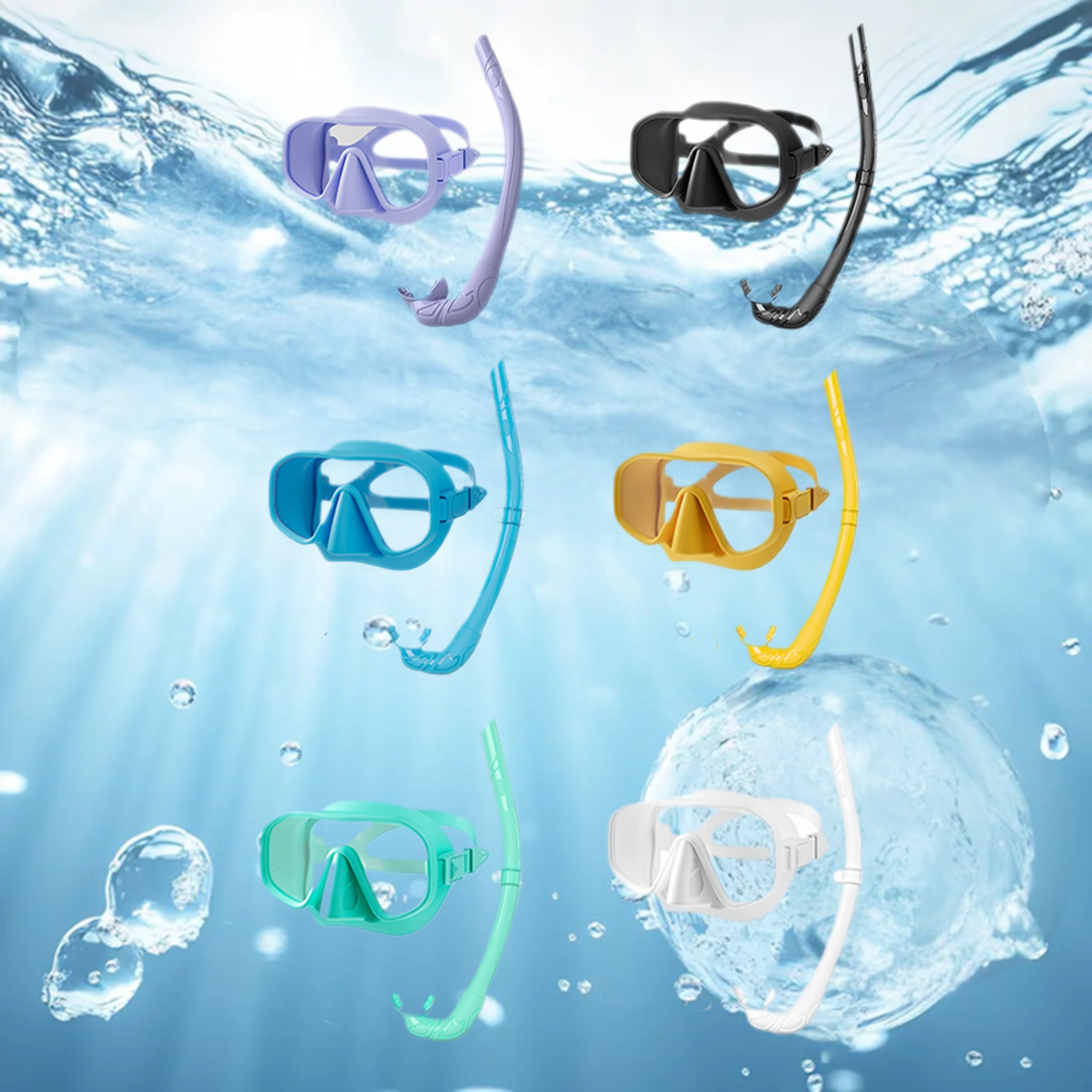 Freediving Mask Set - Professional Frameless Tempered Glass Diving Mask