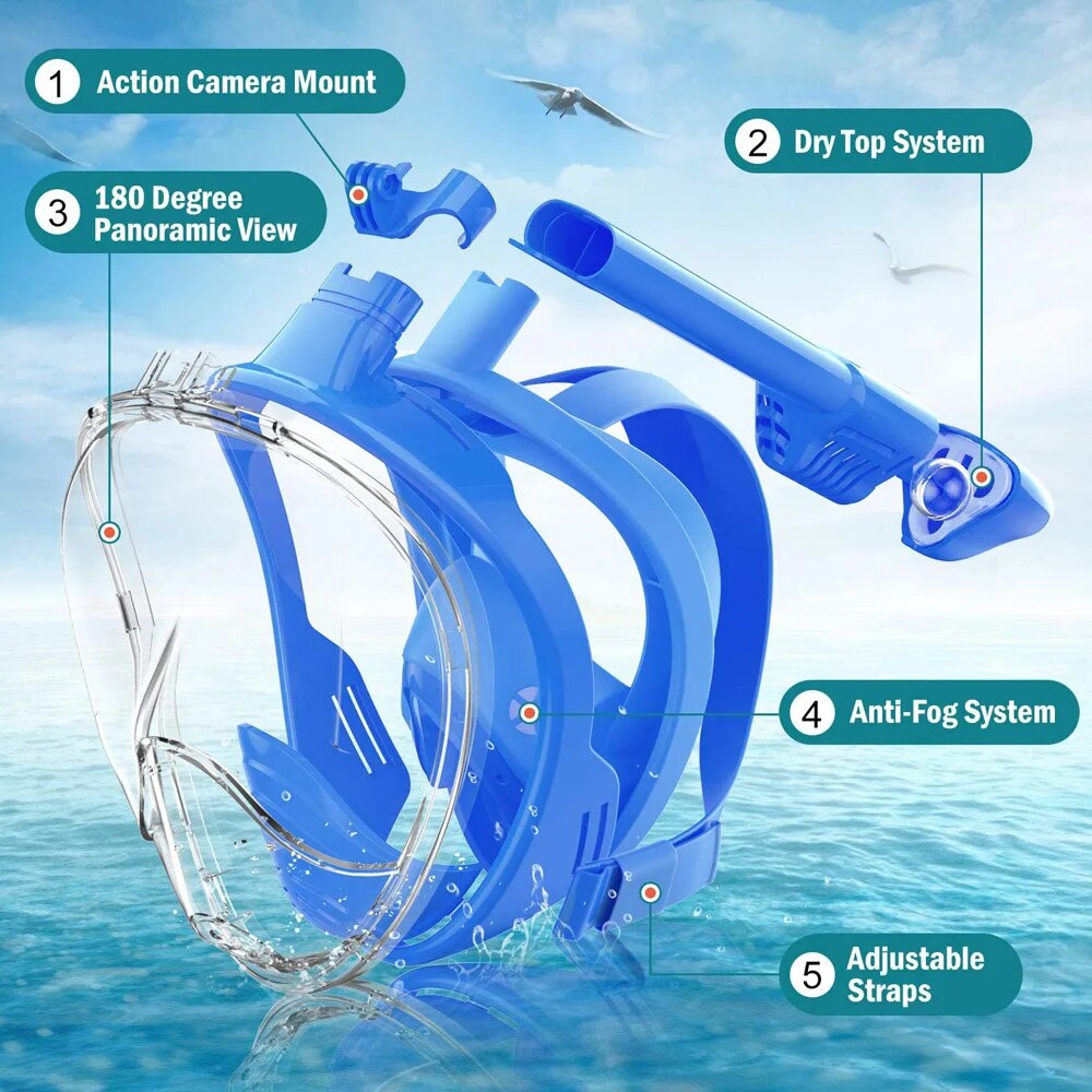 Underwater Snorkeling Full Fac - Freediving Mask Set のレビューと価格