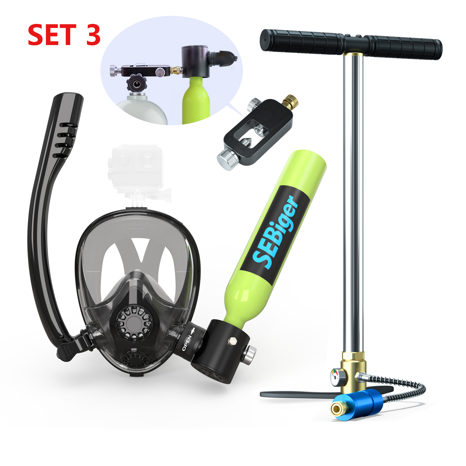 SEBIger 0.5L Diving diving tan - Freediving Mask Set のレビューと価格