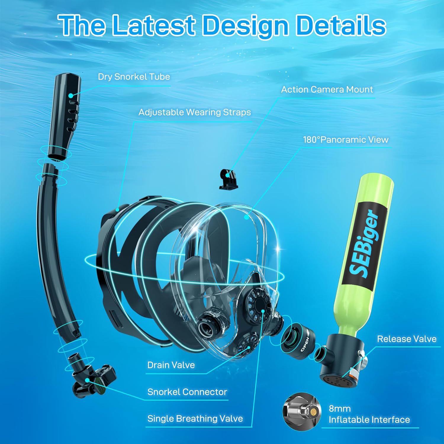SEBIger 0.5L Diving diving tan - Freediving Mask Set のレビューと価格